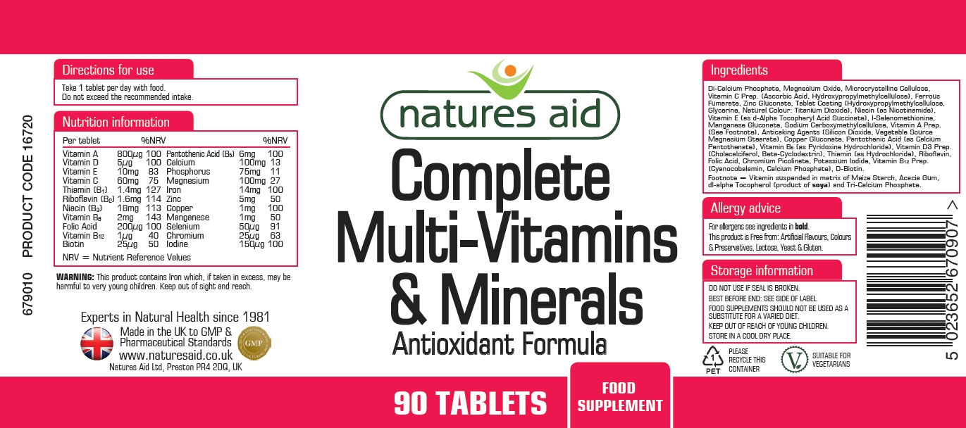 Natures Aid Complete Multivitamins & Minerals 90 tablets